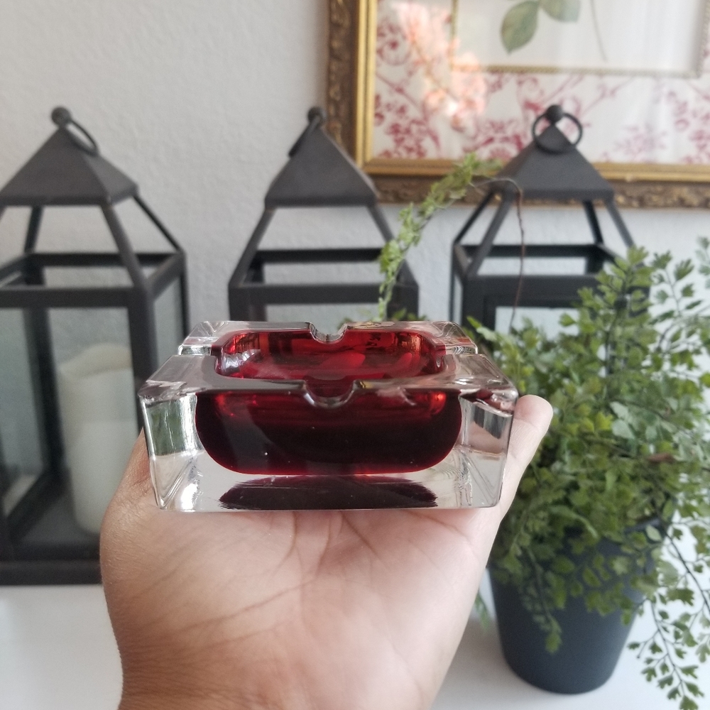 Red Glass Ash Tray
